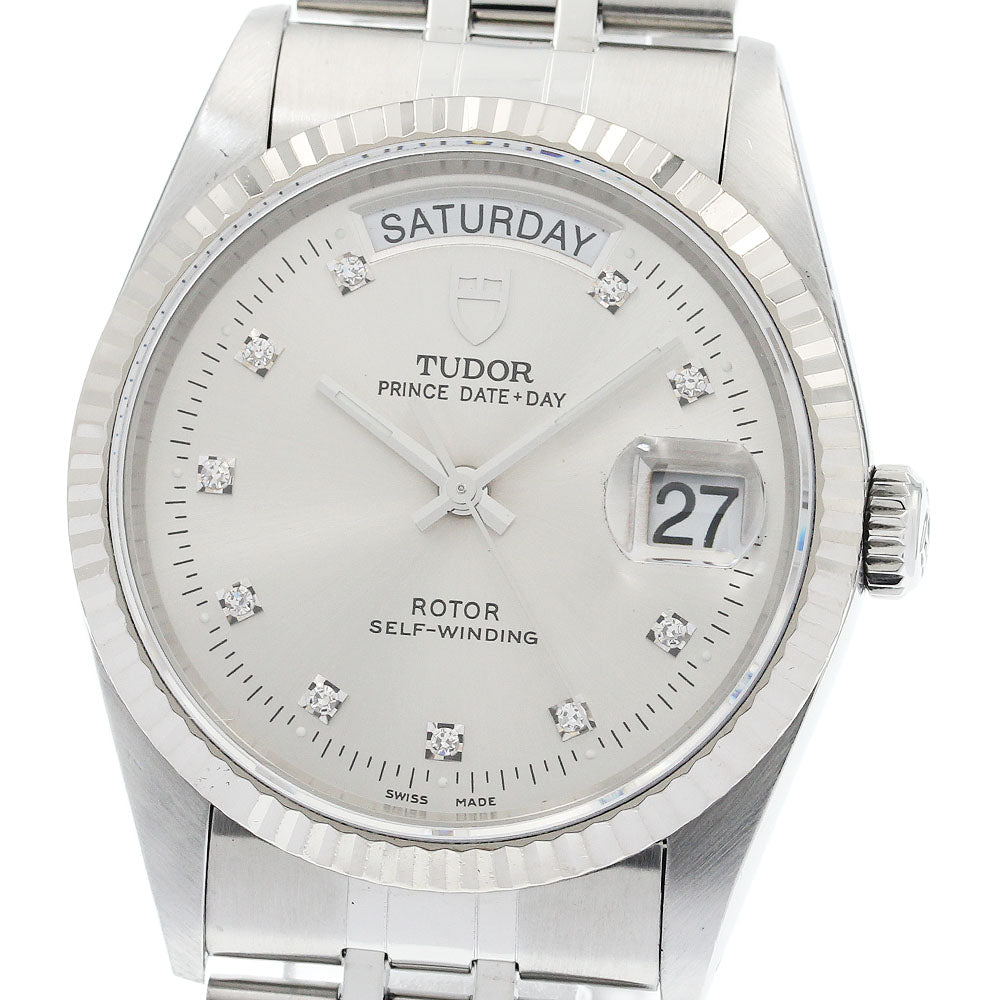 TUDOR Prince Date Day 76214 10P diamonds WG bezel Automatic Men's Watch_917827