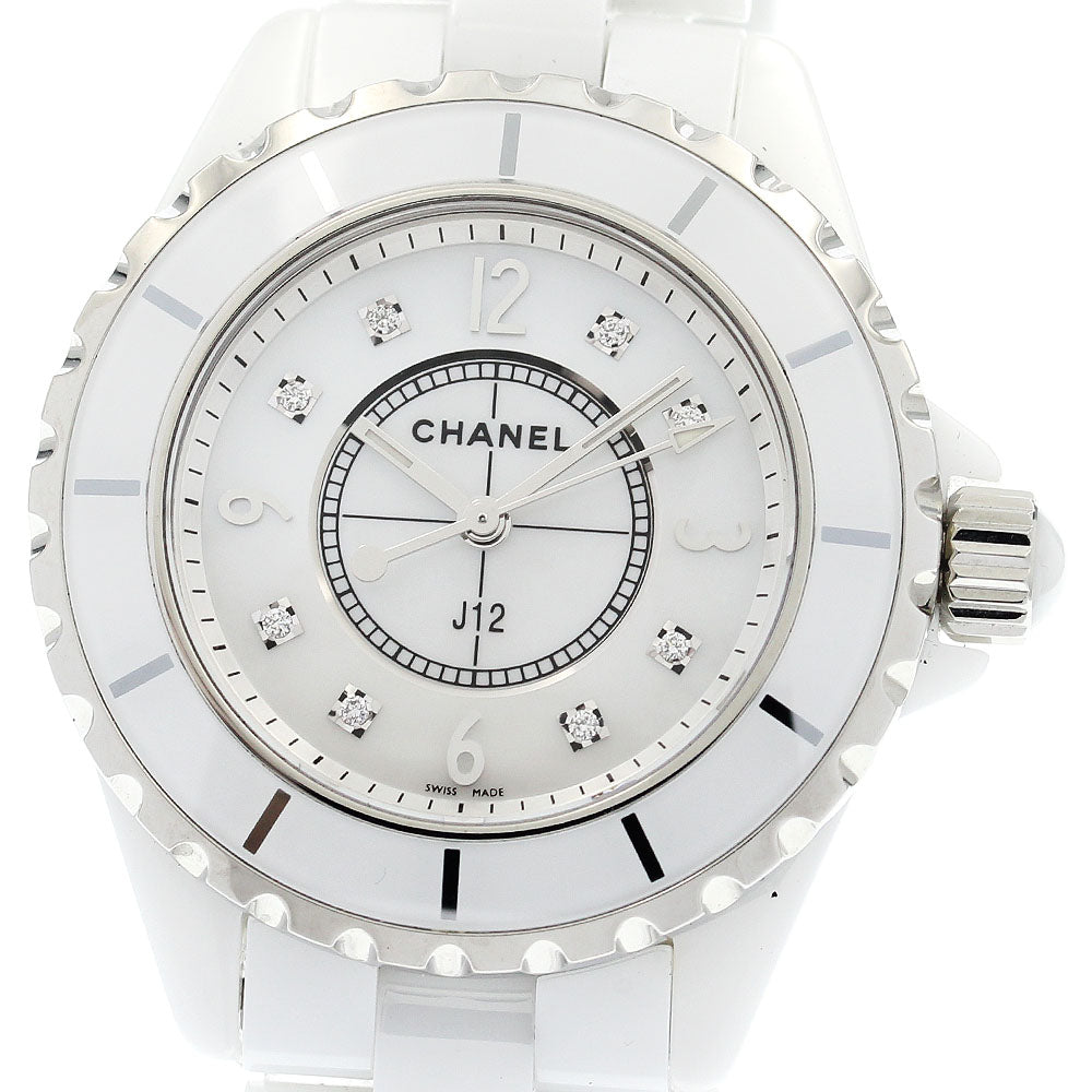 CHANEL J12 33mm H2422 White ceramic 8P diamond White shell Dial Quartz Ladies Watch_918326