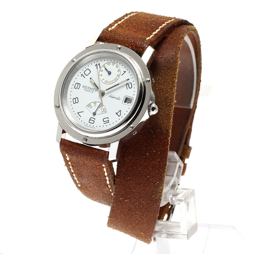 HERMES Clipper CL5.710 GMT Double Tour white Dial Automatic Men's Watch_918343