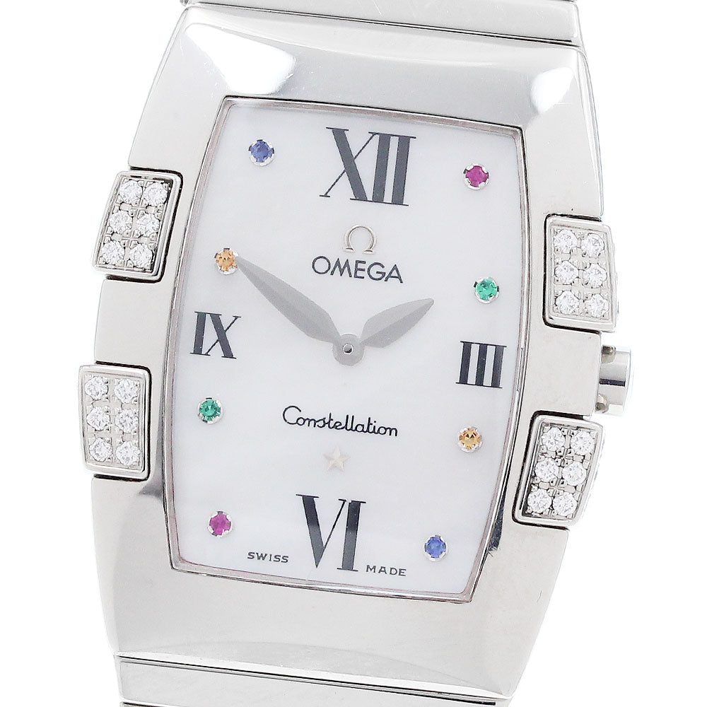 OMEGA Constellation Quadrella 1585.79 Diamond bezel, shell dial White shell Dial Quartz Ladies Watch_918418