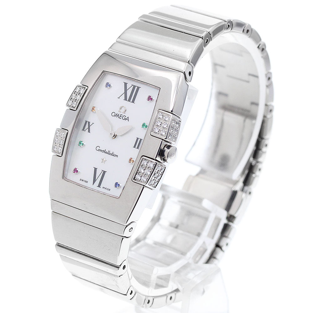 OMEGA Constellation Quadrella 1585.79 Diamond bezel, shell dial White shell Dial Quartz Ladies Watch_918418