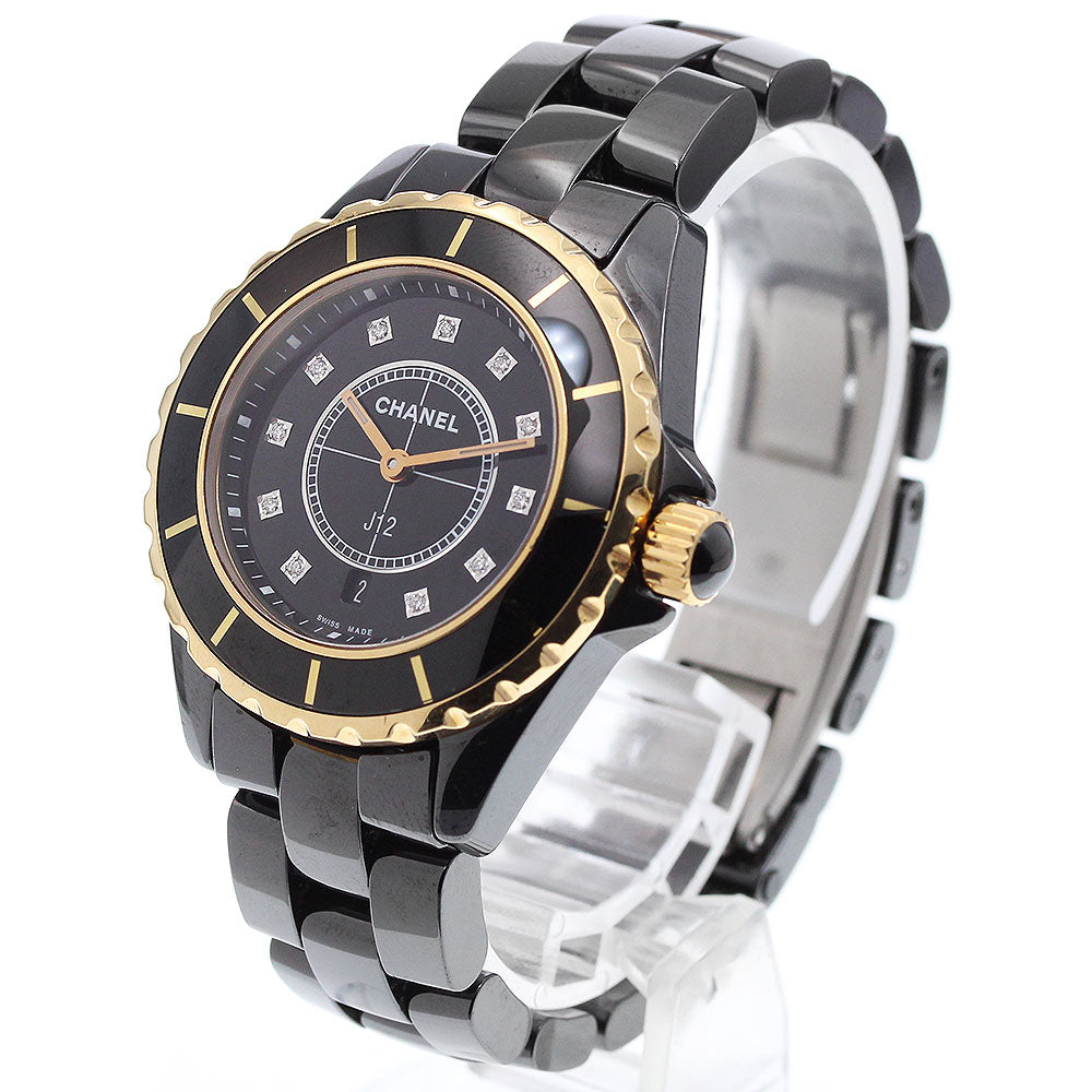 CHANEL J12 33MM Black Ceramic H2543 11P Diamond Date Quartz Ladies Watch_918449