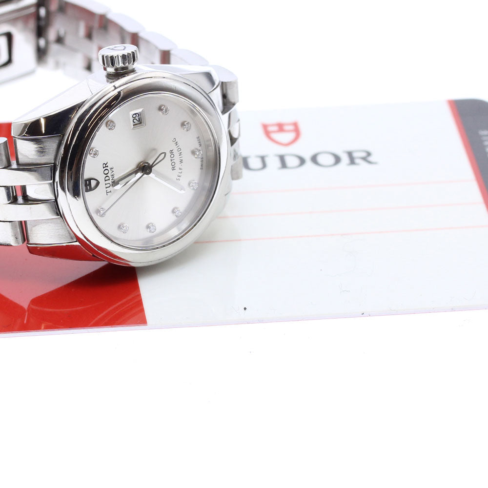 TUDOR Glamor date 51000 10P diamond Silver Dial Automatic Ladies Watch_918486