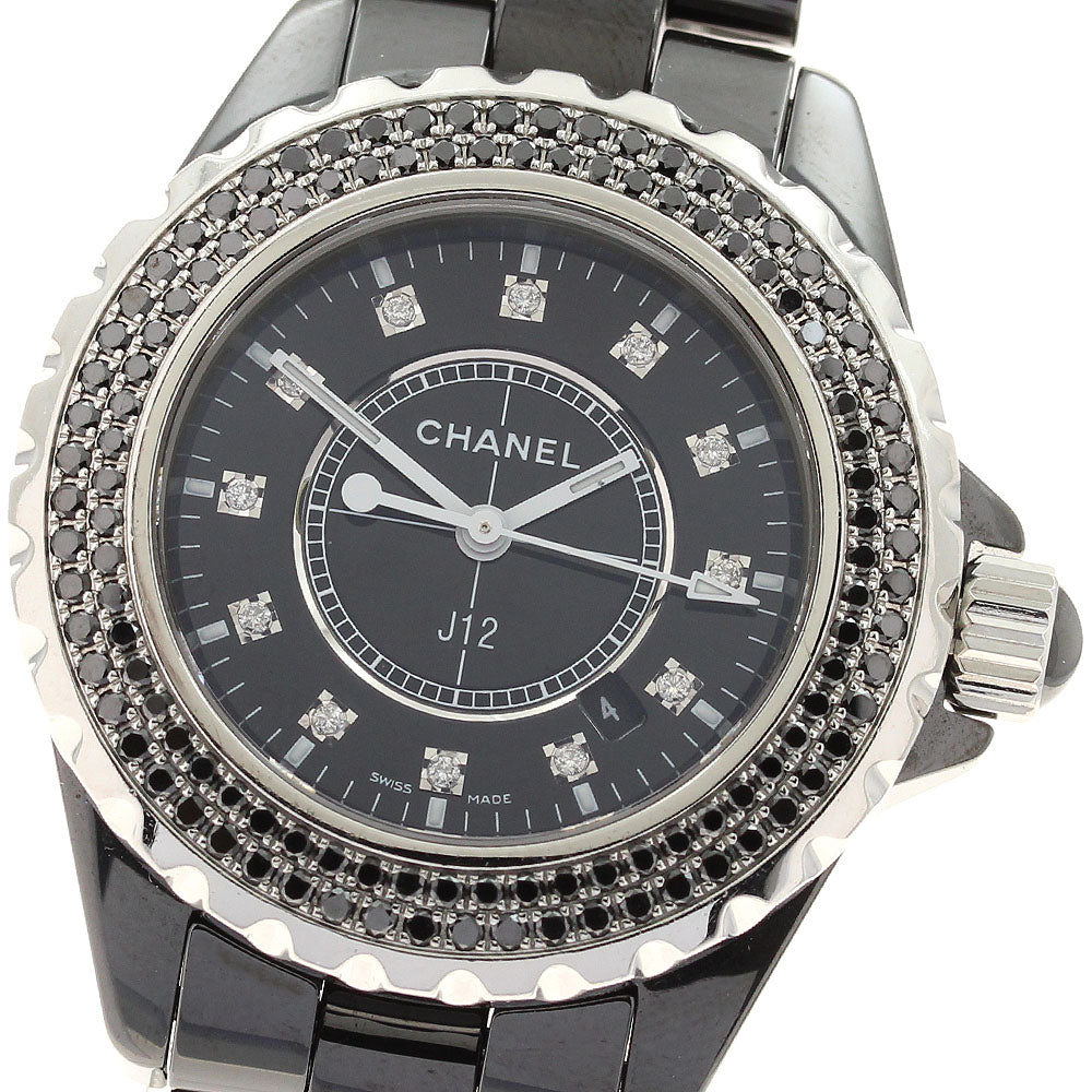 CHANEL J12 H2082 black ceramic diamond bezel black Dial Quartz Ladies Watch_918619