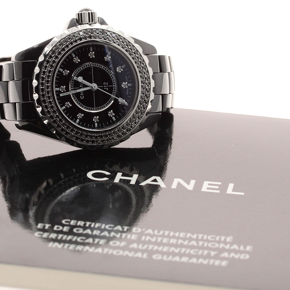 CHANEL J12 H2082 black ceramic diamond bezel black Dial Quartz Ladies Watch_918619
