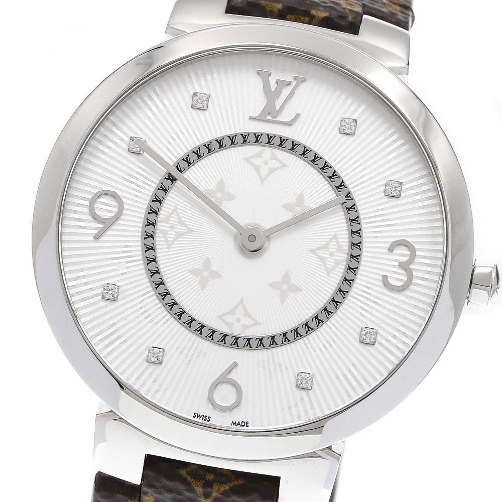 LOUIS VUITTON Tanbur slim Q1E01 8P diamond Silver Dial Quartz Men's Watch_918627