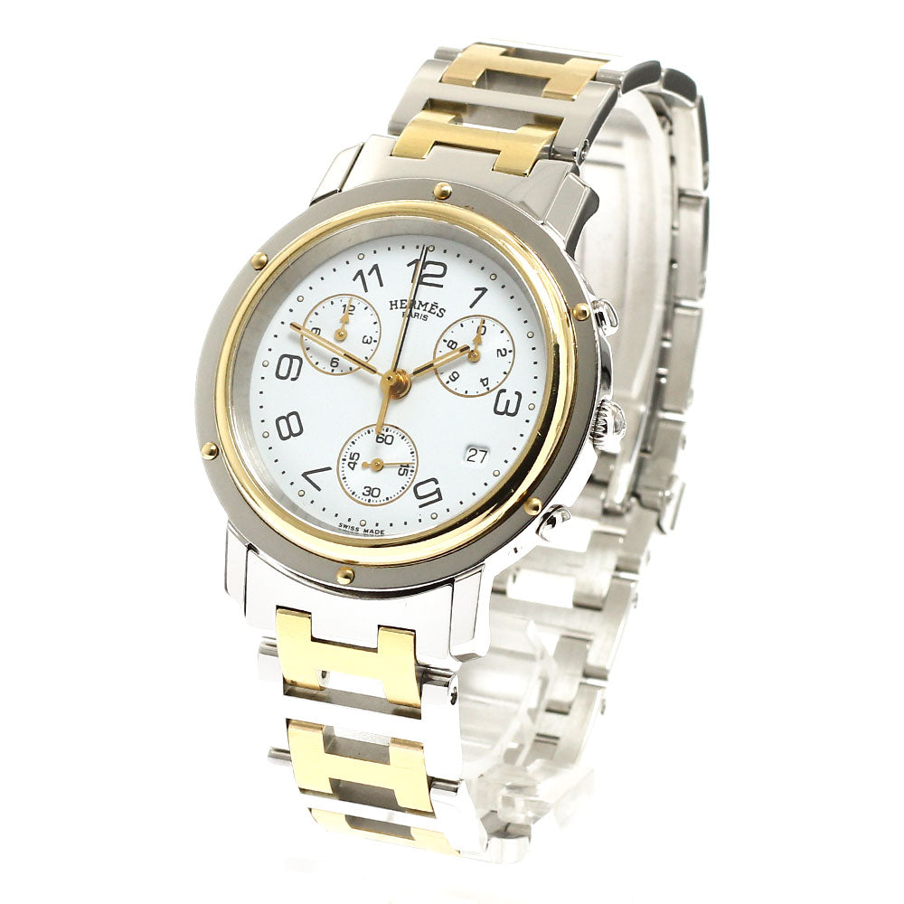 HERMES Clipper Chrono Date white Dial Quartz Boy's Watch_918651