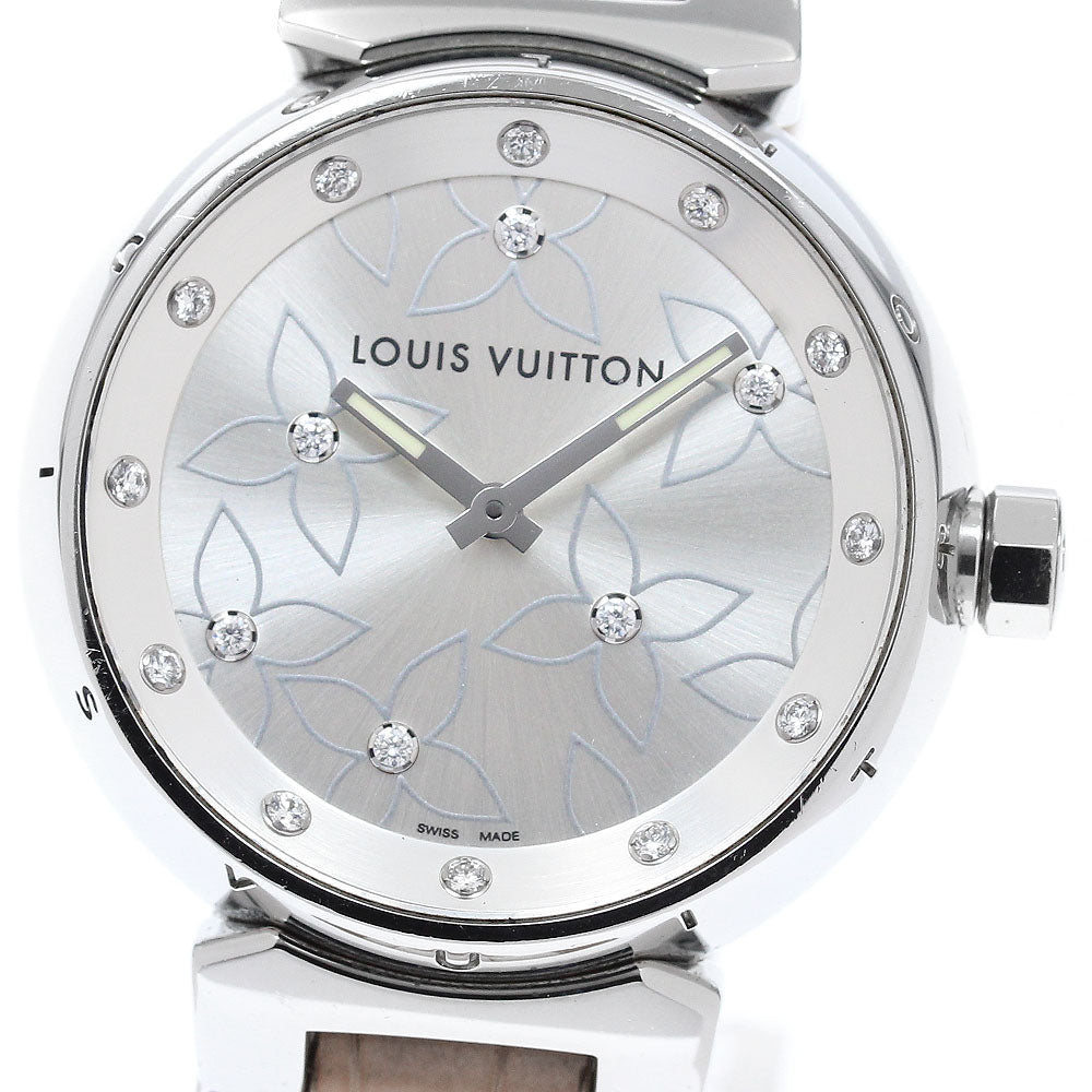 LOUIS VUITTON Tambour Lovely Diamonds Q131F 18P diamond Silver Dial Quartz Ladies Watch_918737