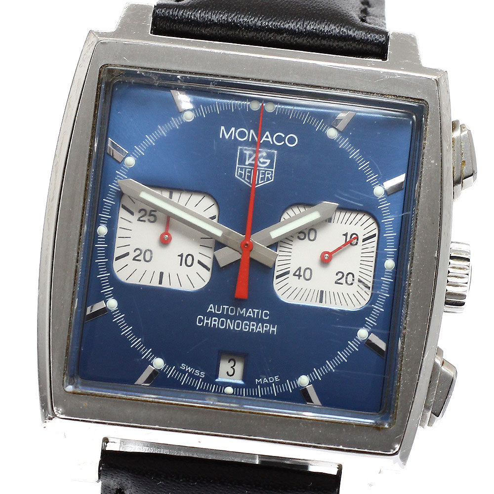 TAG HEUER Monaco CW2113 Chronograph Date blue Dial Automatic Men's Watch_918773