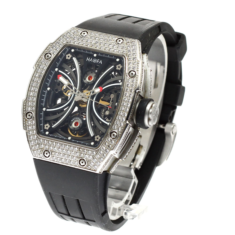 HAOFA mechanical 1909L CrystalBezel skeleton Dial Automatic Men's Watch_918803