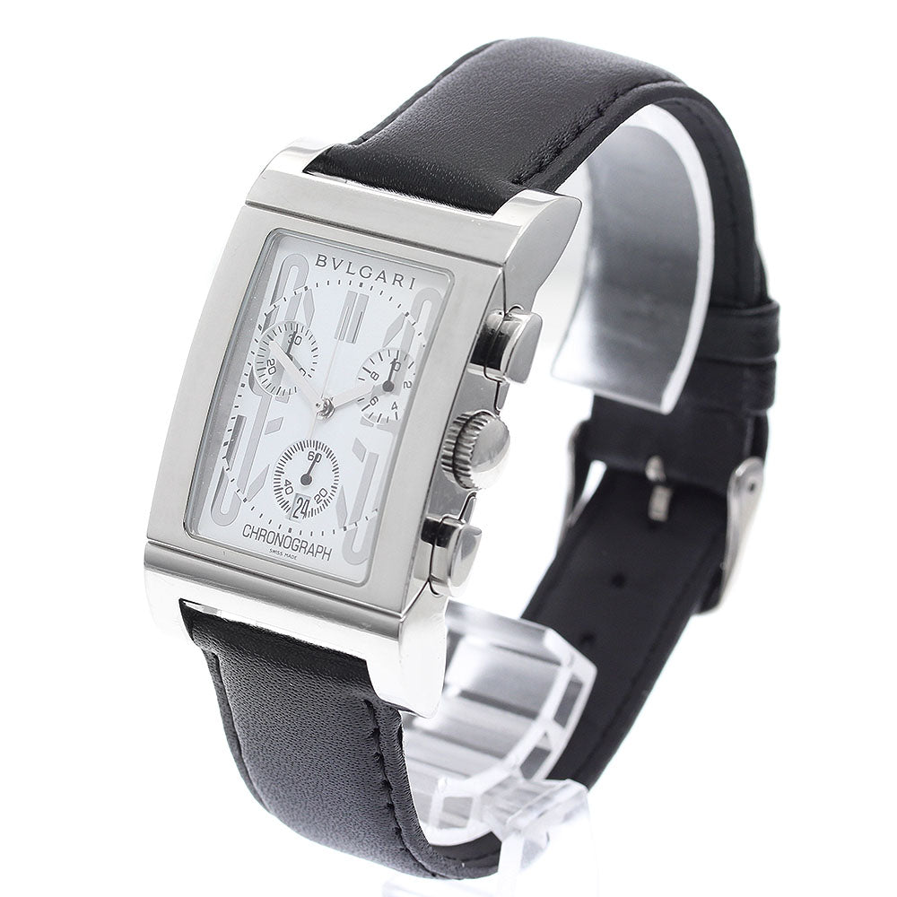 BVLGARI Rettangolo RTC49S Date Chronograph White Dial Quartz Men's Watch_918836
