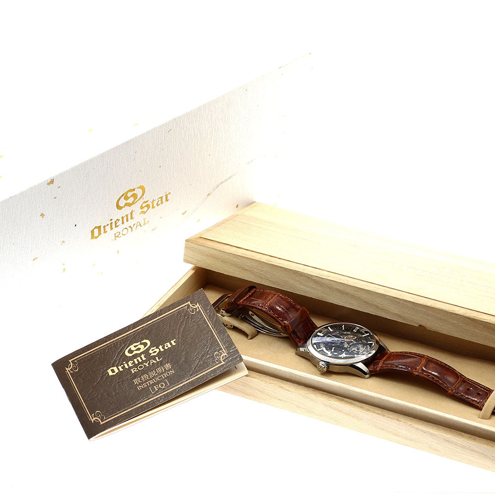 ORIENT Royal Orient FQ01-C00 Power reserve skeleton Dial Hand Winding Men's Watch_918847