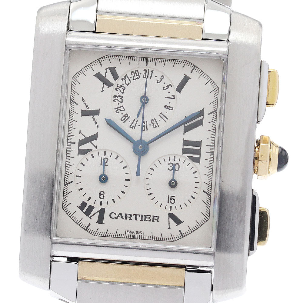 CARTIER Tank Francaise LM Chronoriflex W51004Q4 Quartz Men's Watch_918935
