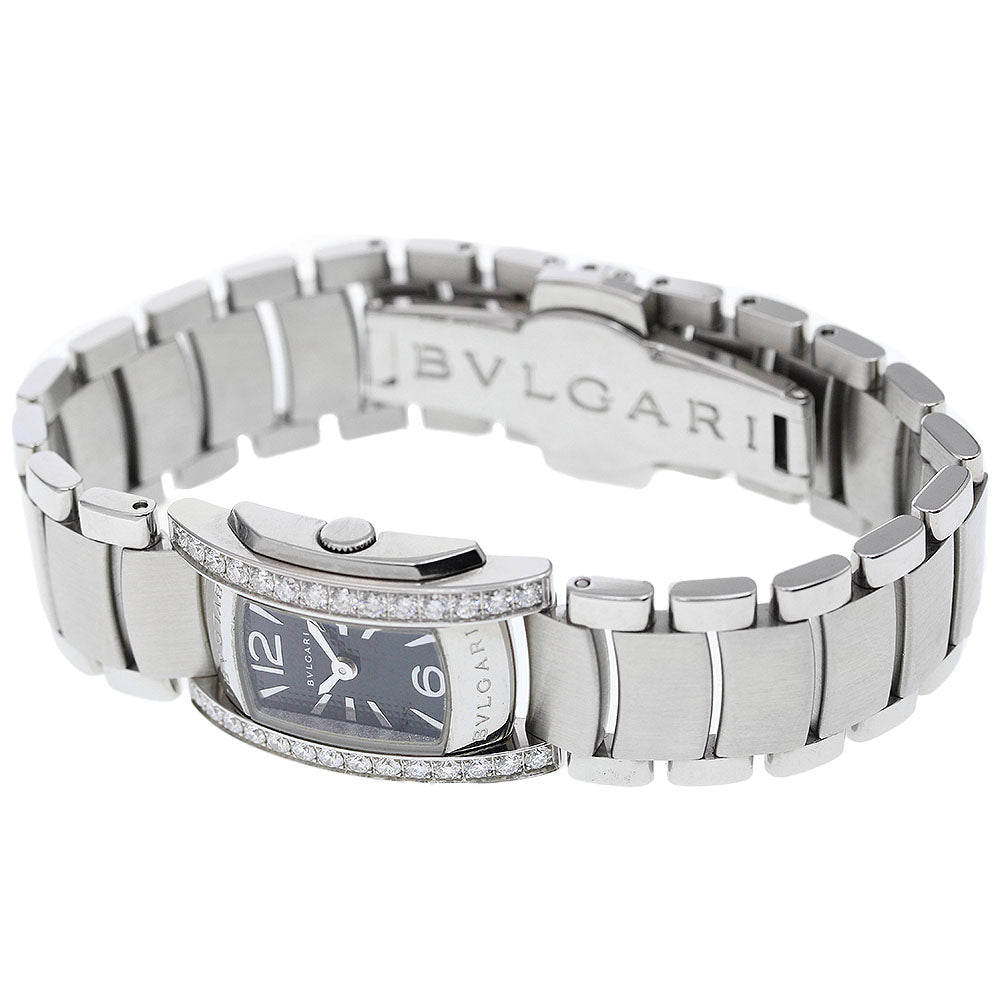 BVLGARI Assioma AA26S side diamond bezel black Dial Quartz Ladies Watch_918973