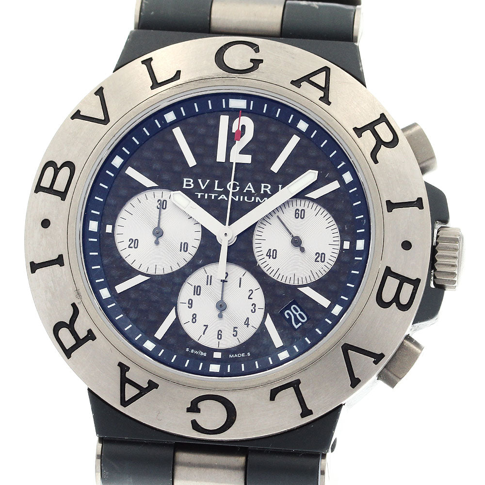 BVLGARI Diagono Titanium TI44TACH Chronograph Black carbon/Silver Dial Automatic Men's Watch_919009