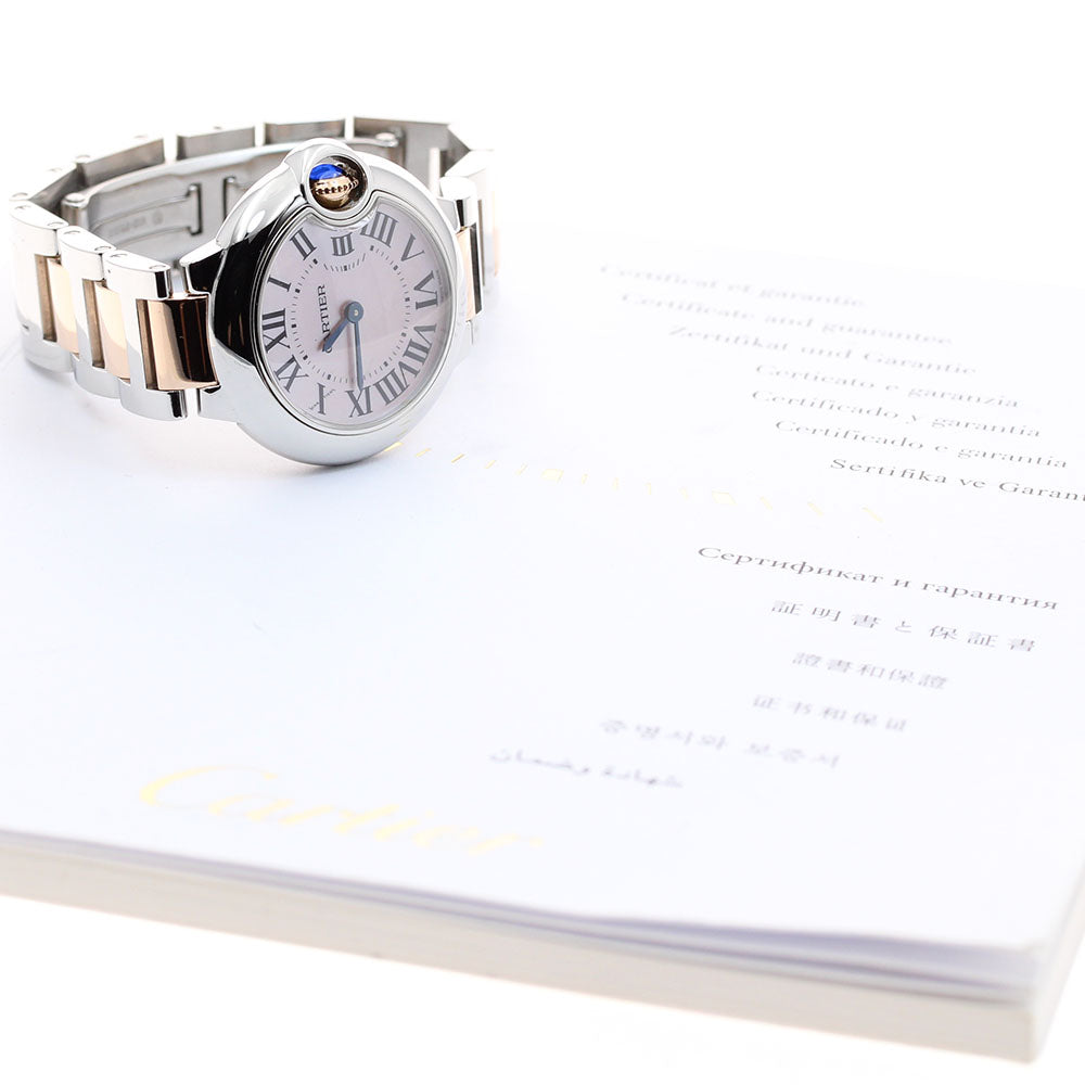 CARTIER Baron blue SM W6920034 Pink shell Dial Quartz Ladies Watch_919023