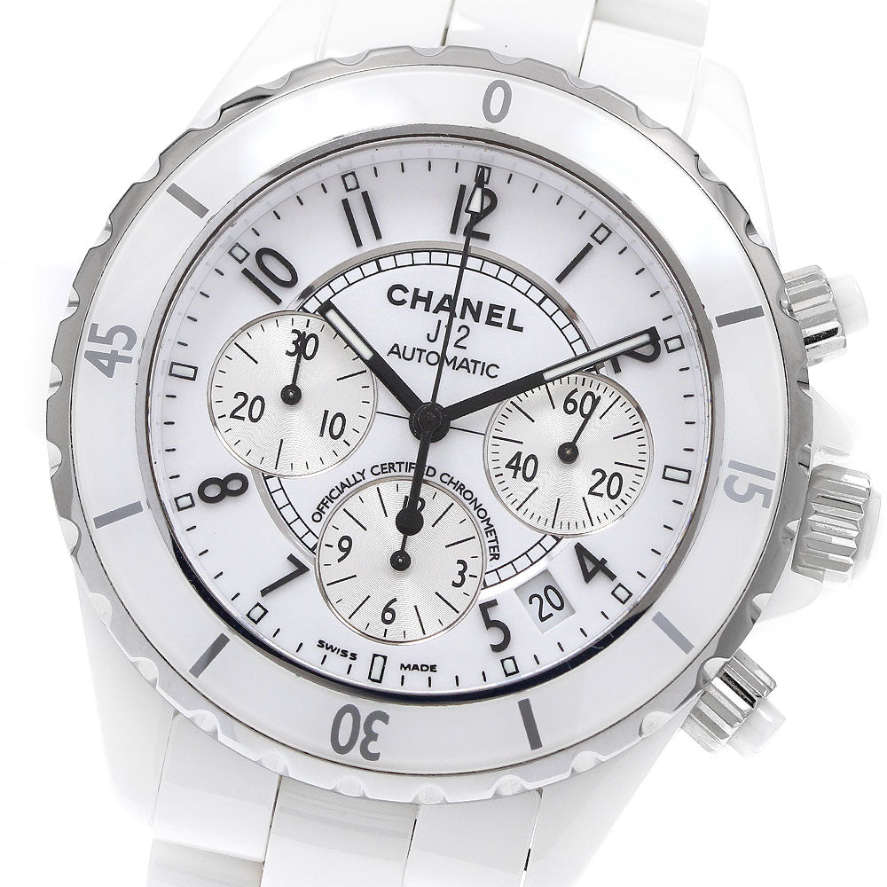 CHANEL J12 white ceramic H1007 Date Chronograph Automatic Men's Watch_919156
