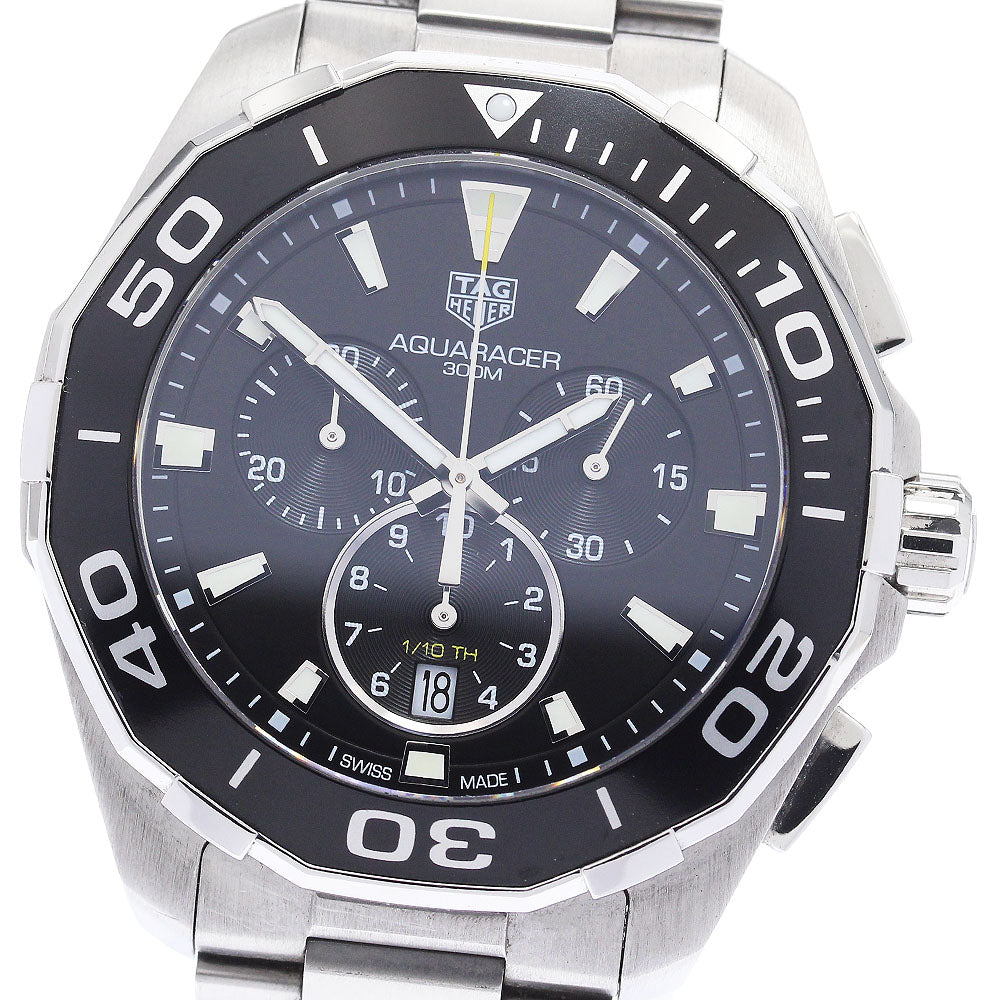 TAG HEUER Aqua racer CAY111A Date Chronograph black Dial Quartz Men's_919178