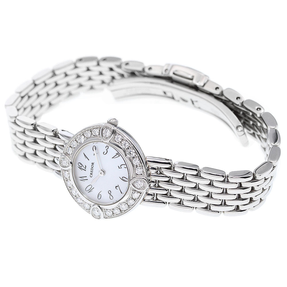 SEIKO CREDOR SIGNO GSTE849/1E70-0CY0 Diamond Bezel White shell Dial Quartz Ladies Watch_919184