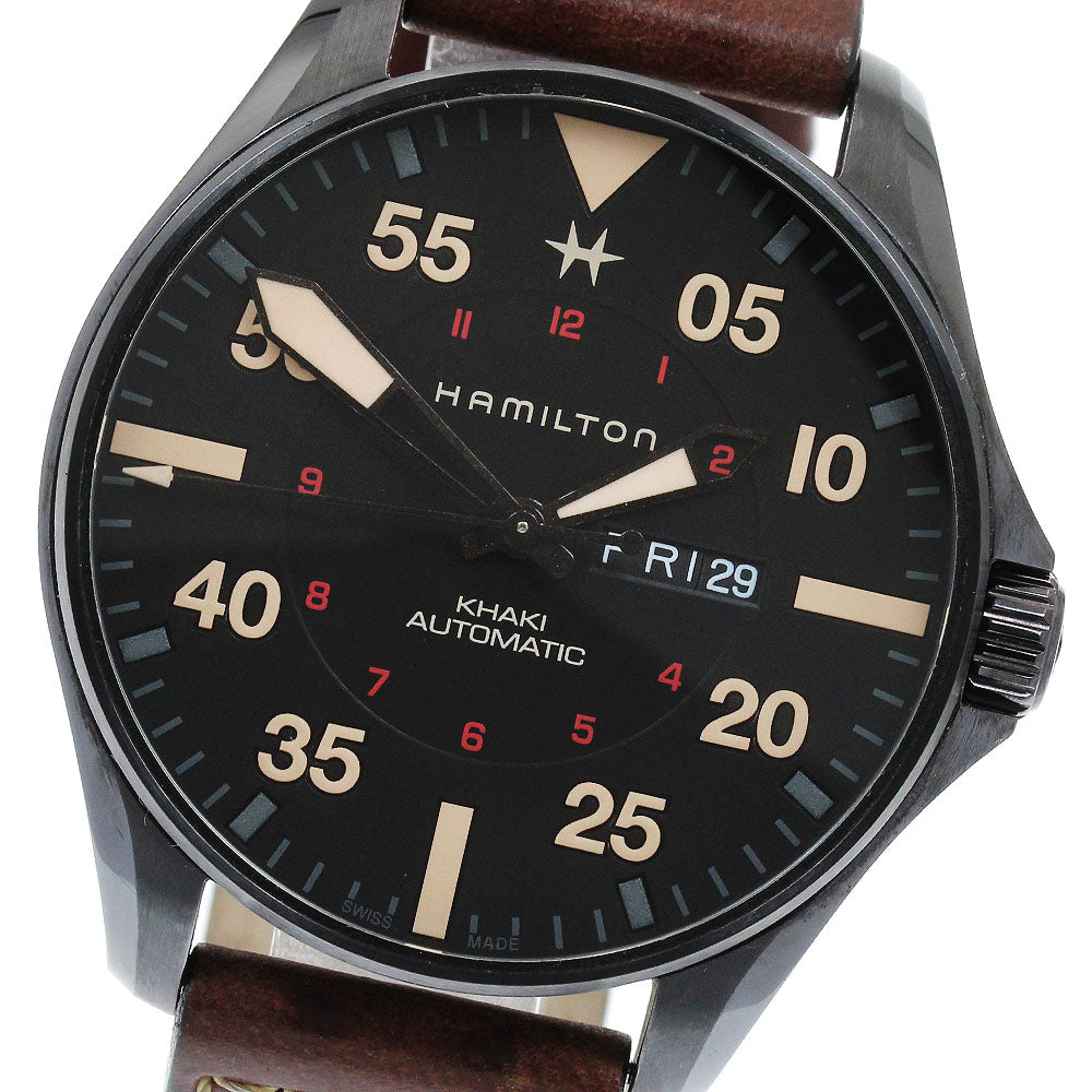 HAMILTON Kerakiavation pilot H647050 Day date black Dial Automatic Men's_919385