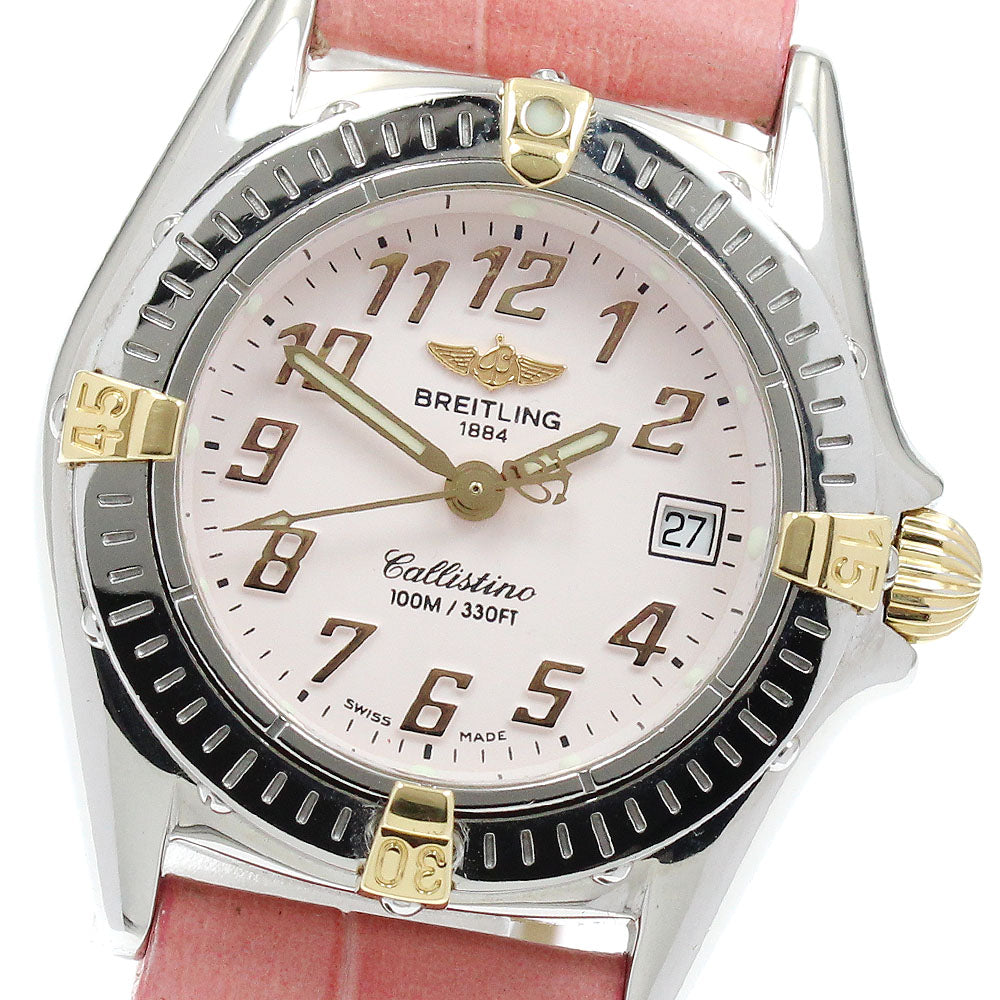 BREITLING Calistino B52345 Date pink Dial Quartz Ladies Watch_919389