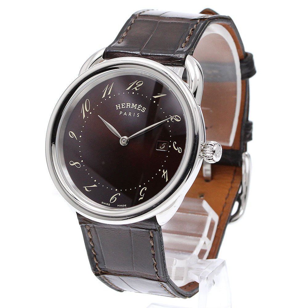 HERMES Arceau AR5.710a Date Brown Dial Quartz Men's Watch_919422
