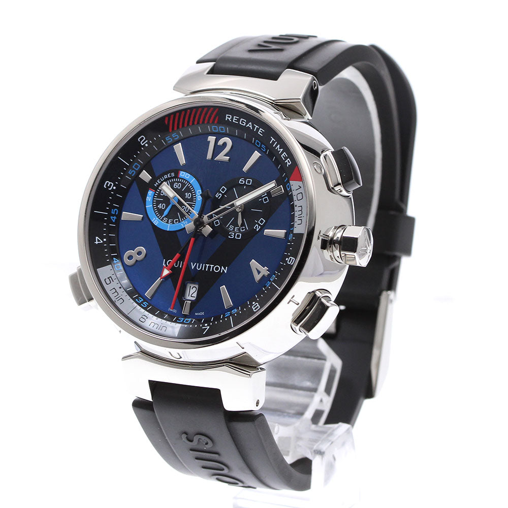 LOUIS VUITTON Tambour Regatta Q102D Chronograph alarm blue Dial Quartz Men's Watch_919496