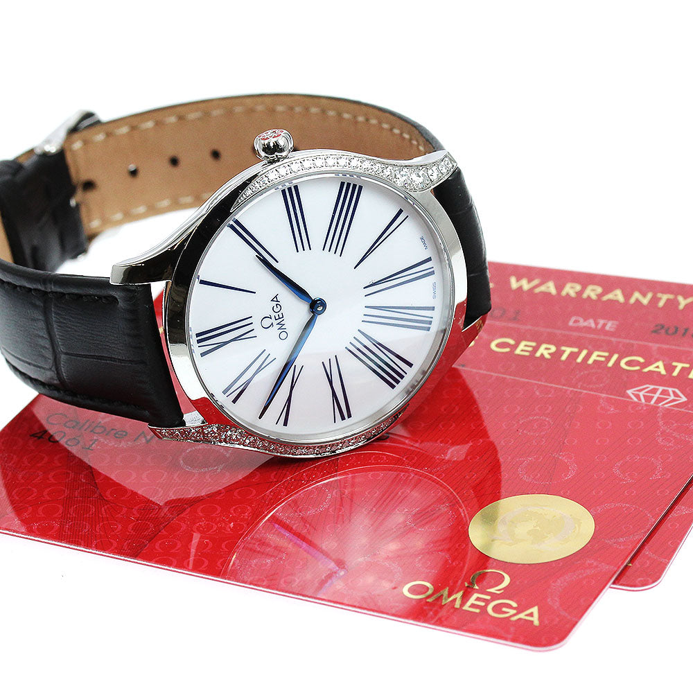 OMEGA De Ville Tresor 428.18.39.60.04.001 Diamond Bezel white Dial Quartz Men's Watch_919523