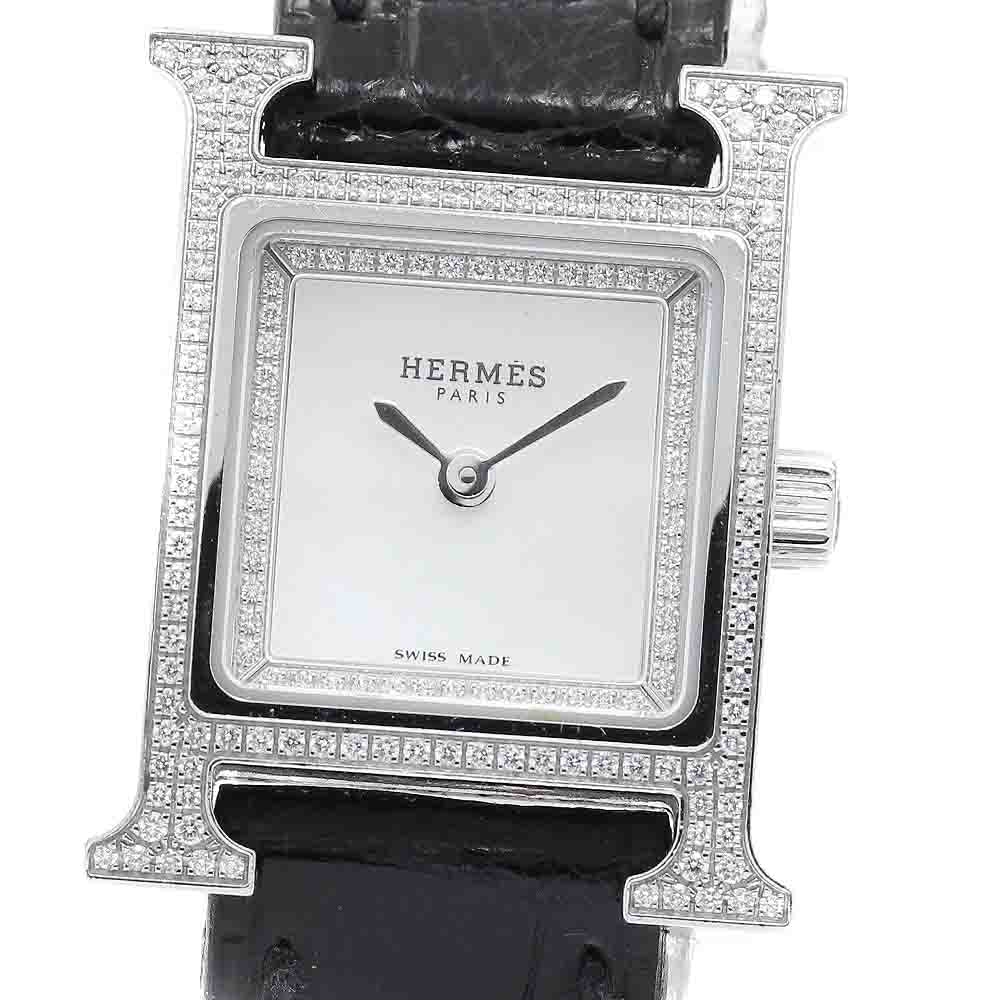 HERMES H watch mini HH1.132 Diamond Bezel White shell Dial Quartz Ladies Watch_919597