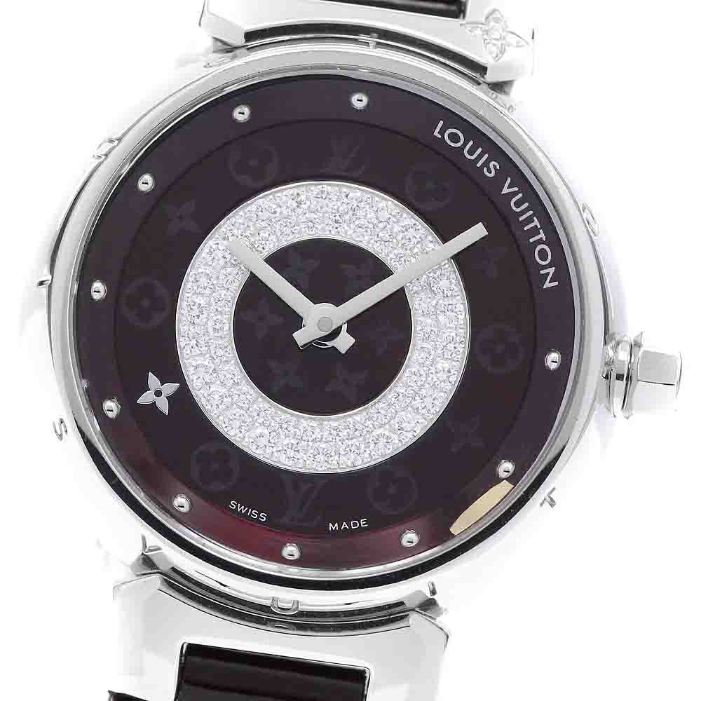 LOUIS VUITTON Tambour Disc PM Q121U Diamond Quartz Ladies Watch_919613