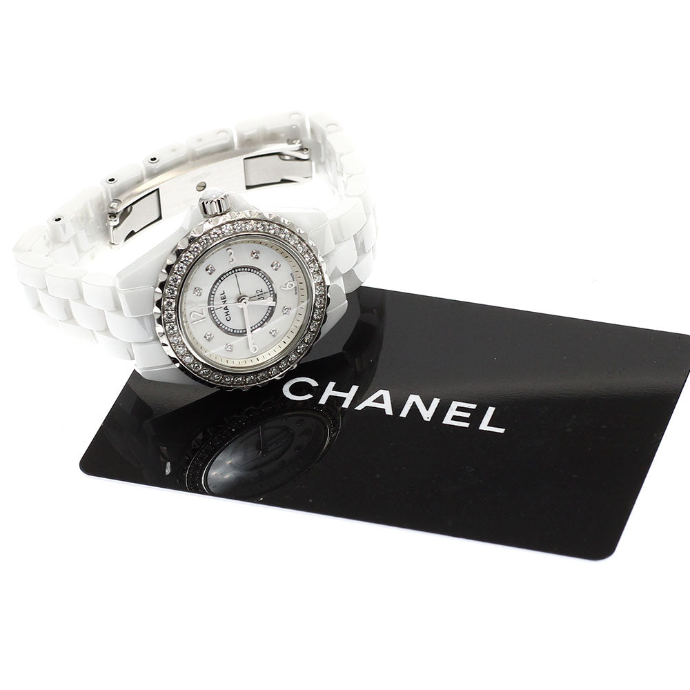 CHANEL J12 H2572 White ceramic diamond bezel 8P diamond White shell Dial Quartz Ladies Watch_920029