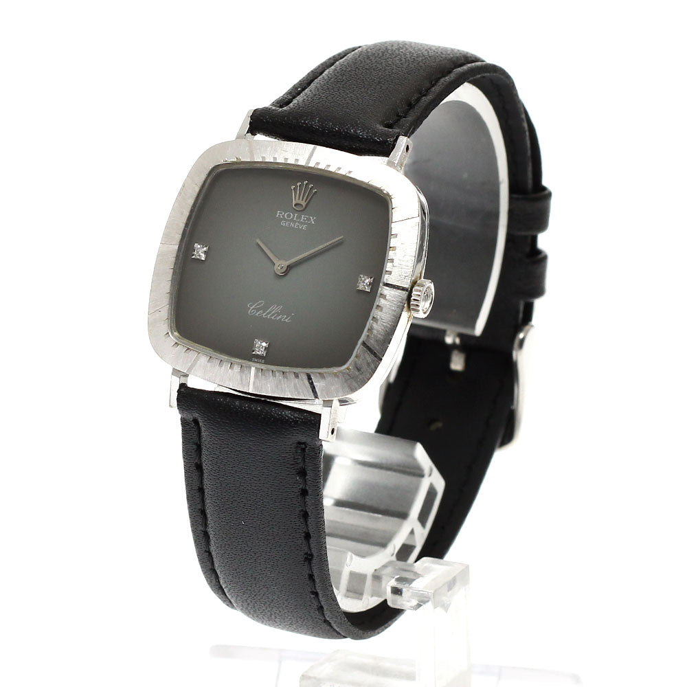 ROLEX Cellini 4084 K18WG Cal.1601 3P diamond Hand Winding Men's Watch_920192