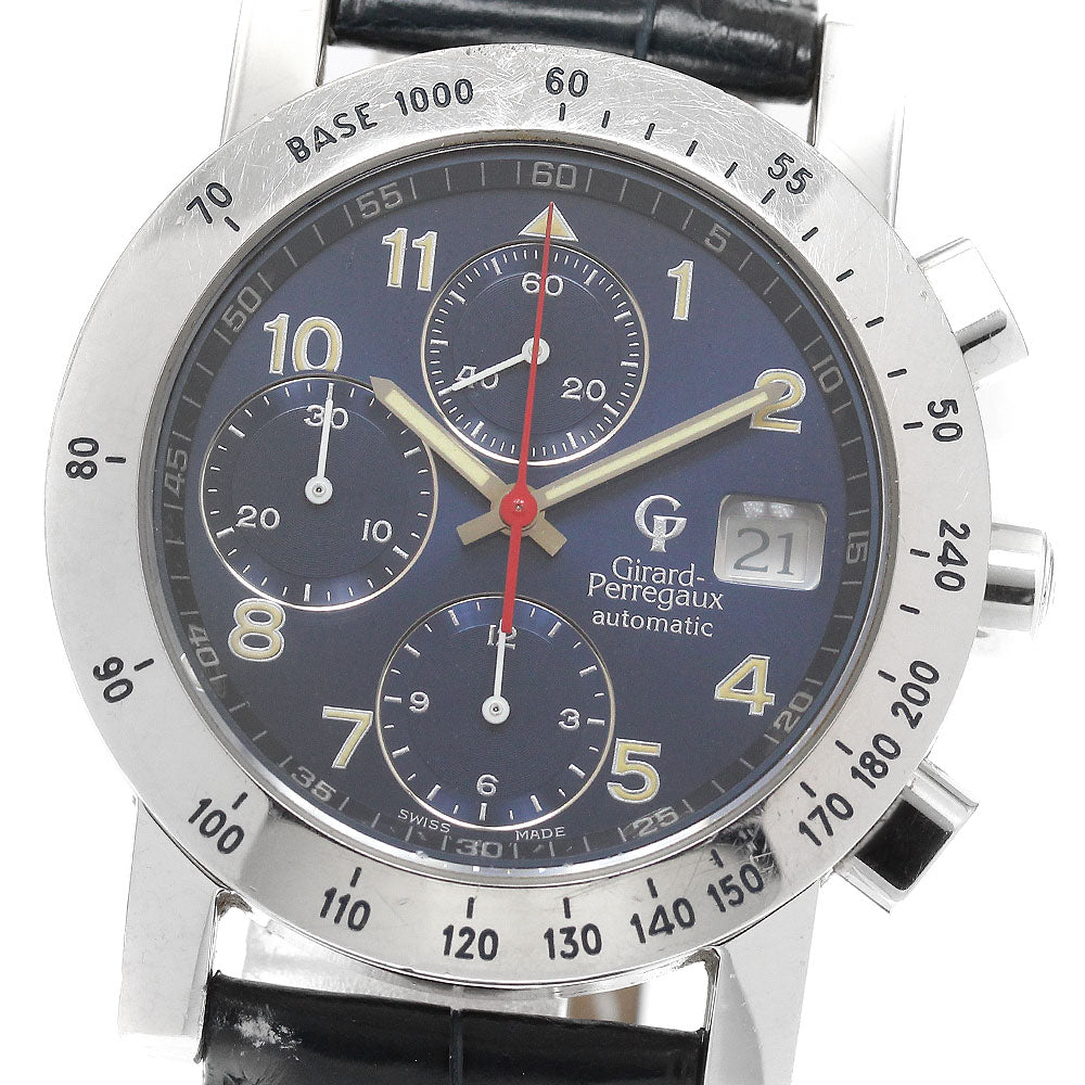 GIRARD PERREGAUX Gold Plated7000 7050 Chronograph Date Navy Dial Automatic Men's Watch_920226