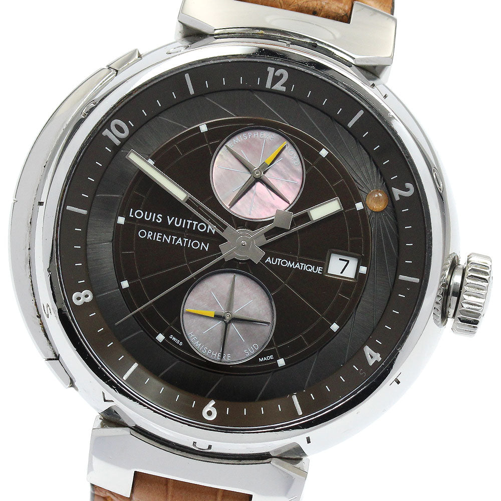 LOUIS VUITTON Tambour orientation Q10A1 Date Brown / shell Dial Automatic Men's Watch_920283