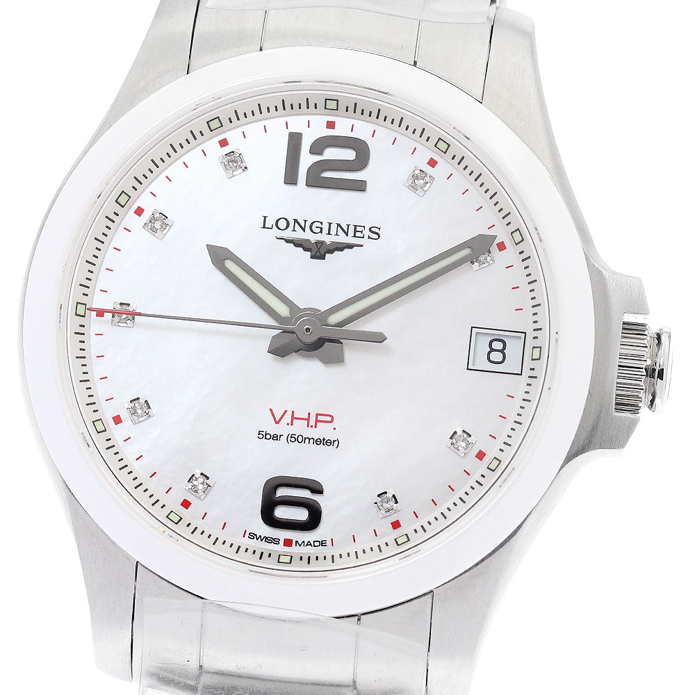LONGINES Conquest VHP L3.319.4 Perpetual calendar 9P diamond White shell Dial Quartz Boy's Watch_920337