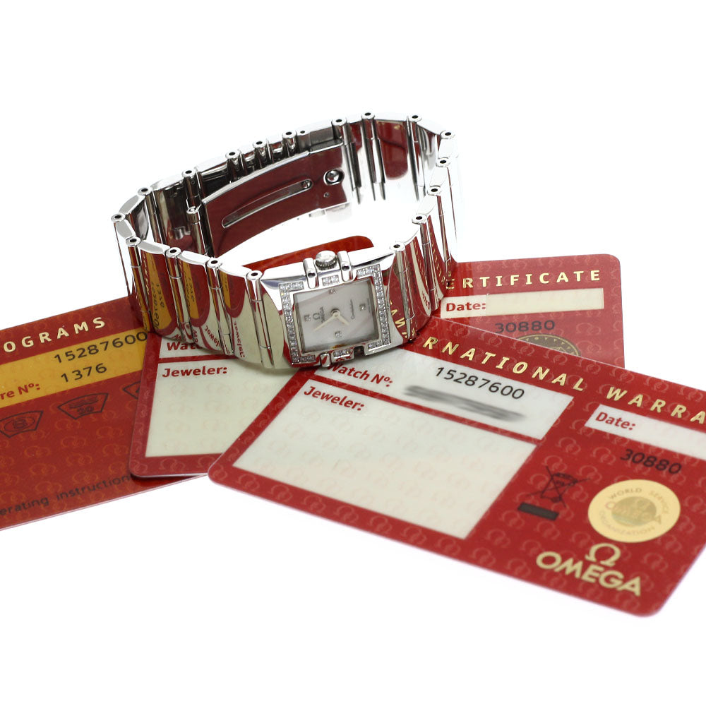 OMEGA Constellation Quadra 1528.76 Diamond Bezel White shell Dial Quartz Ladies Watch_920340