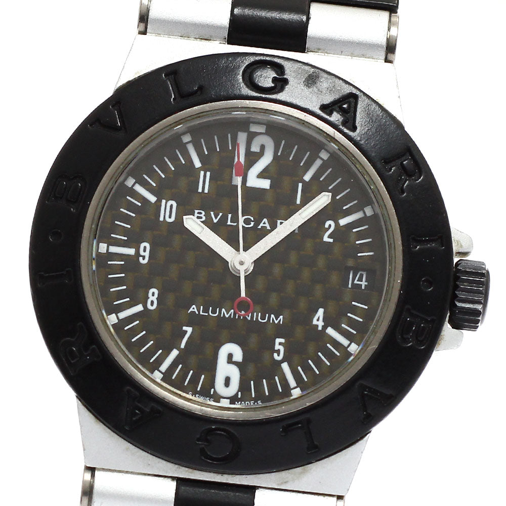 BVLGARI aluminum AL32TA Date Carbon Black Dial Quartz Boy's Watch_920343