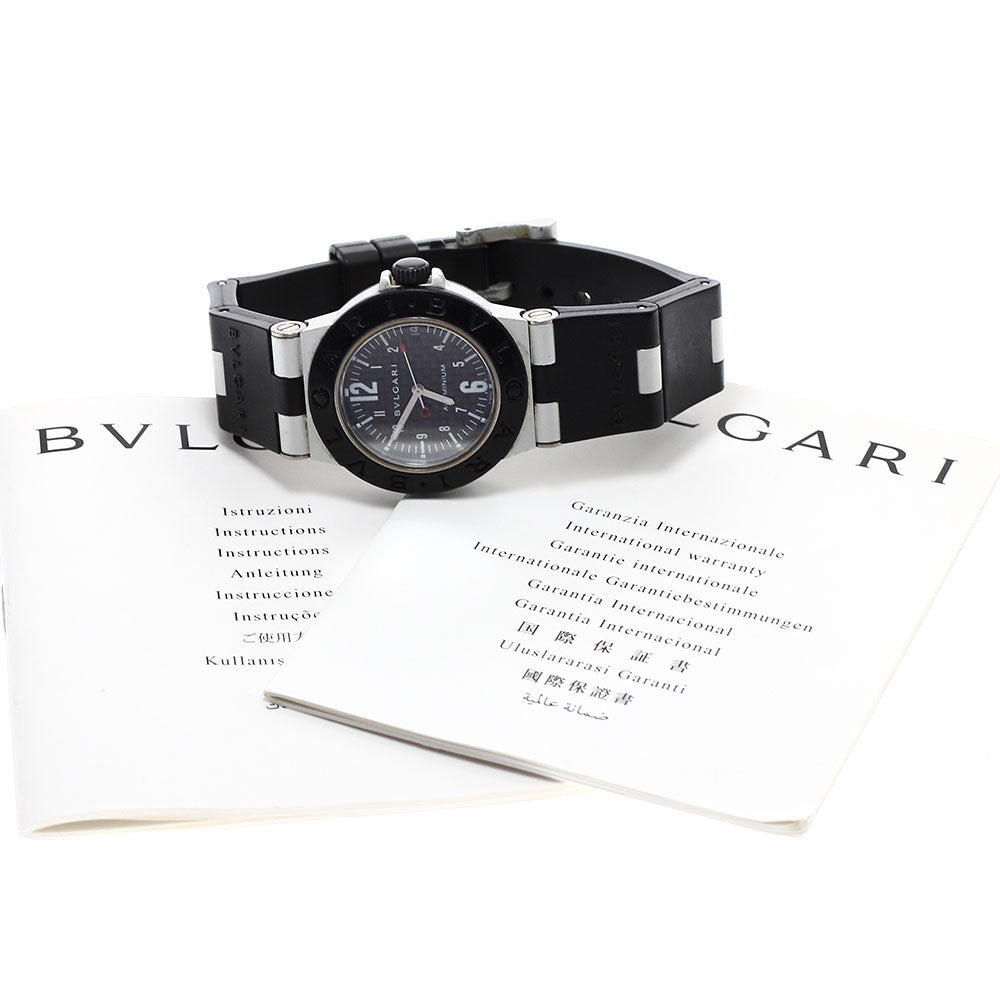 BVLGARI aluminum AL32TA Date Carbon Black Dial Quartz Boy's Watch_920343