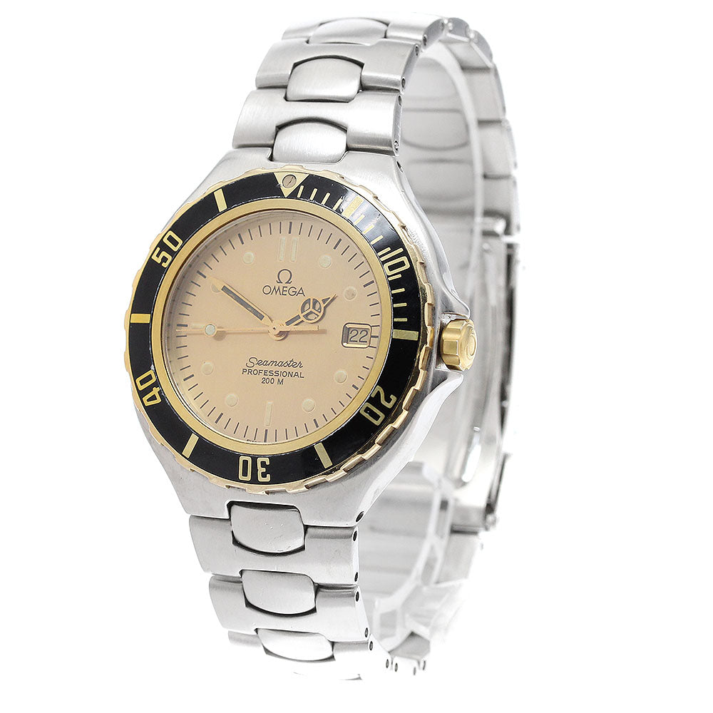 OMEGA Seamaster200m Date gold Dial Quartz Men's Watch_920344