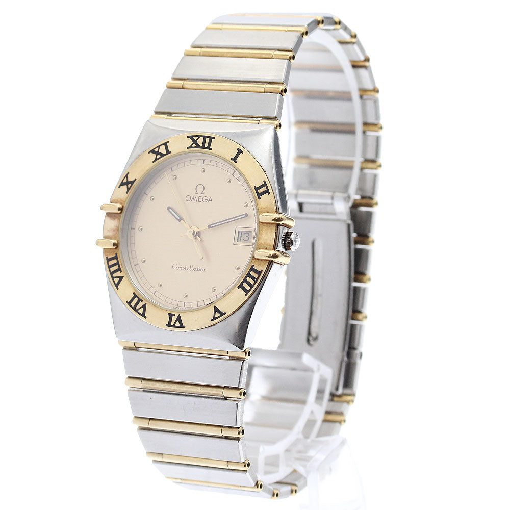 OMEGA Constellation Old model full bar date gold Dial Quartz Men's Watch_920365