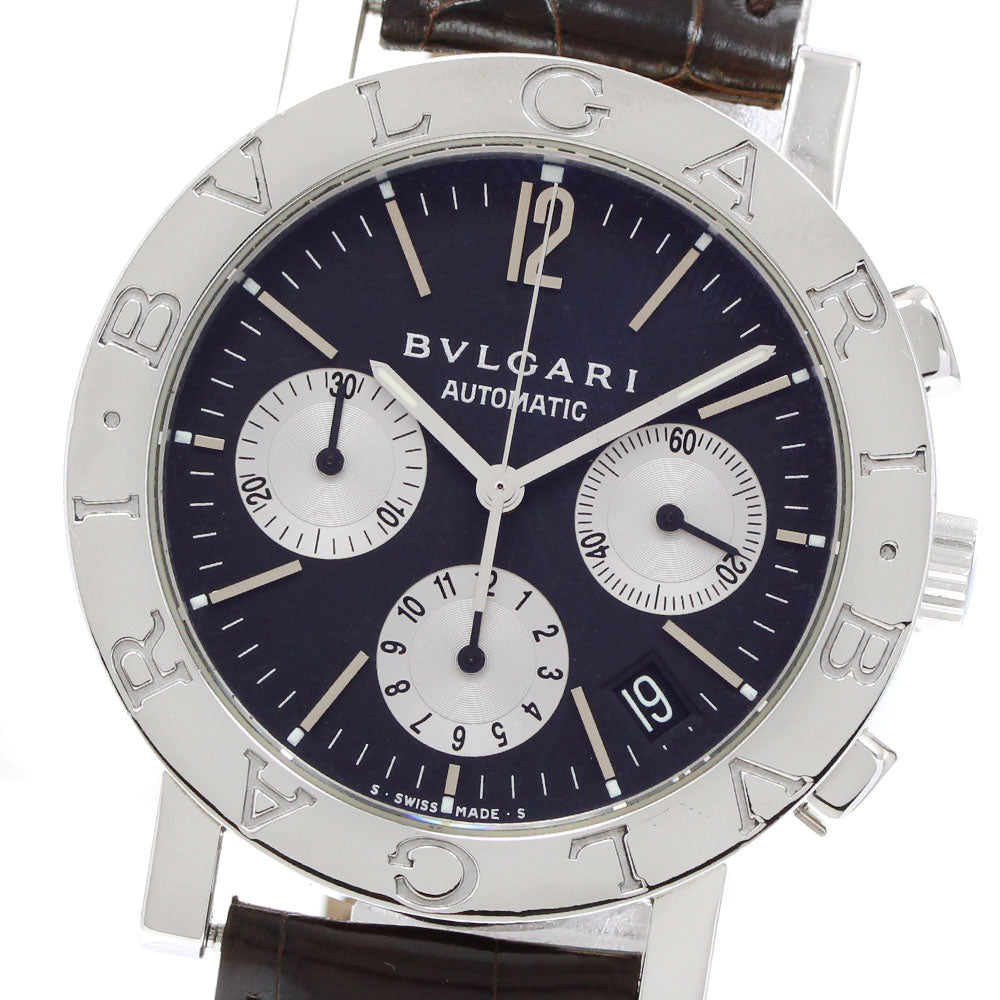 BVLGARI BB 38 SL CH／自動巻きクロノグラフ／バーガンディレザー