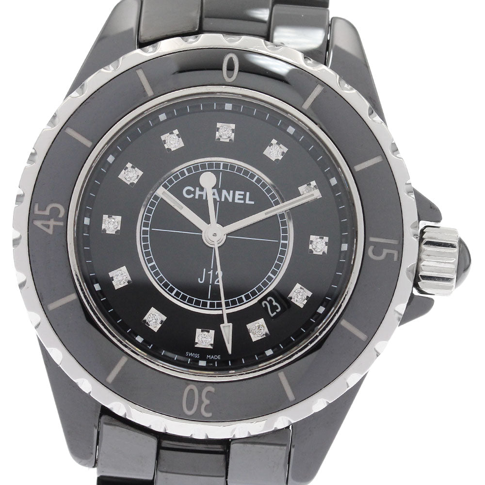 CHANEL J12 H1625 Black ceramic 33mm 12P diamond Quartz Ladies Watch_920513