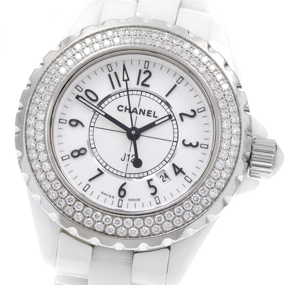 CHANEL J12 H0967 Diamond Bezel White Ceramic Quartz Ladies Watch_920531