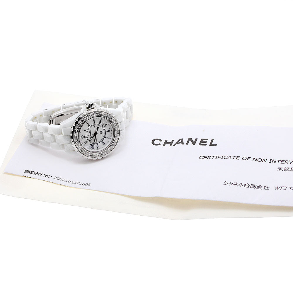 CHANEL J12 H0967 Diamond Bezel White Ceramic Quartz Ladies Watch_920531