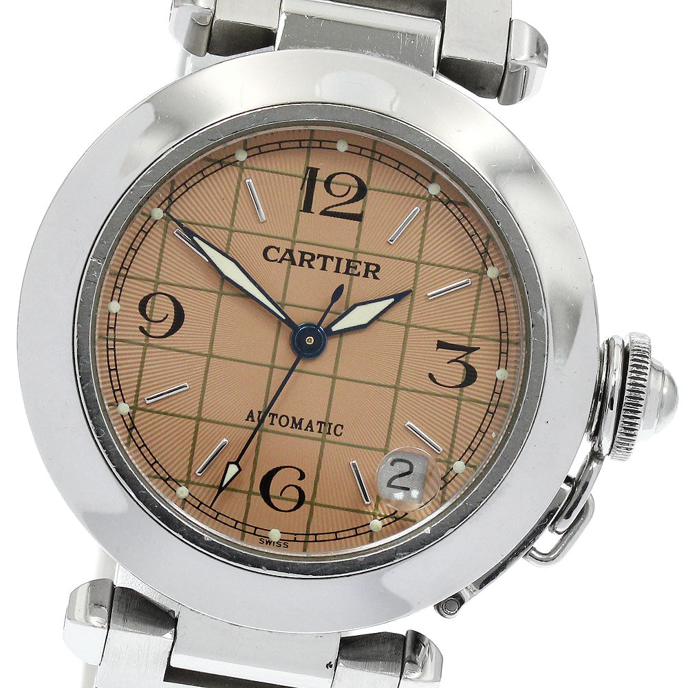 CARTIER Pasha C W31024M7 Date Orange Dial Automatic Boy's Watch_920539