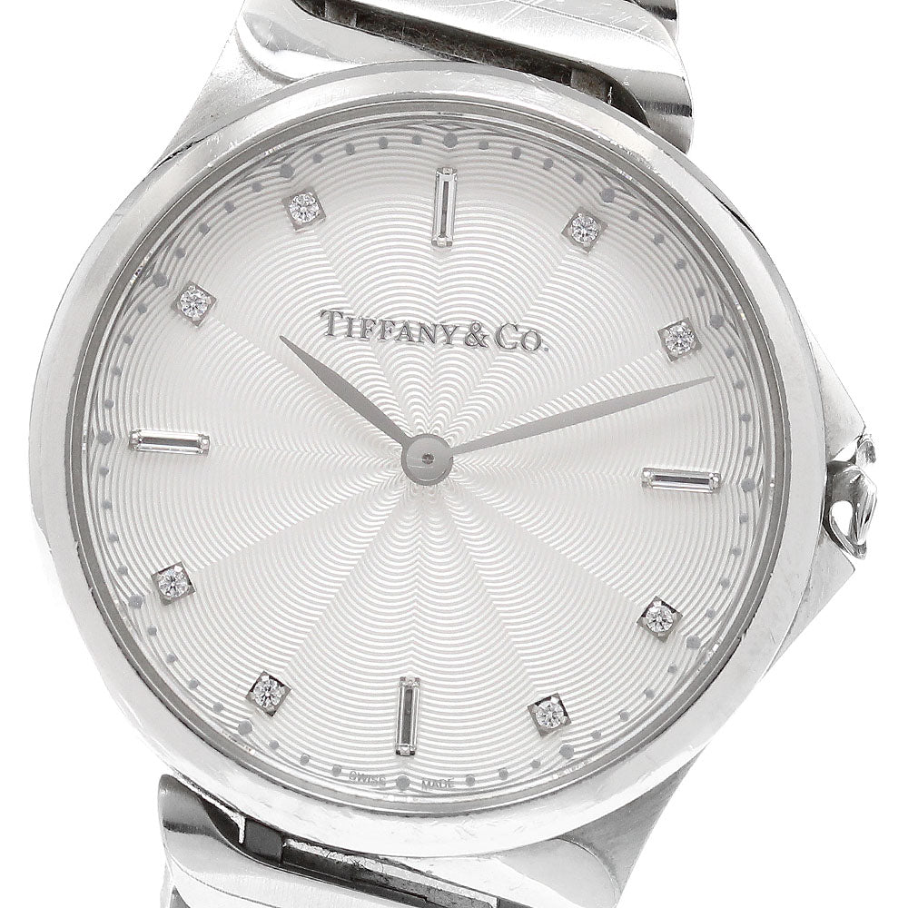 TIFFANY&Co. metro 2 hand 6087487 8P diamond Silver Dial Quartz Ladies Watch_920588