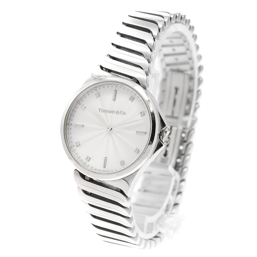 TIFFANY&Co. metro 2 hand 6087487 8P diamond Silver Dial Quartz Ladies Watch_920588