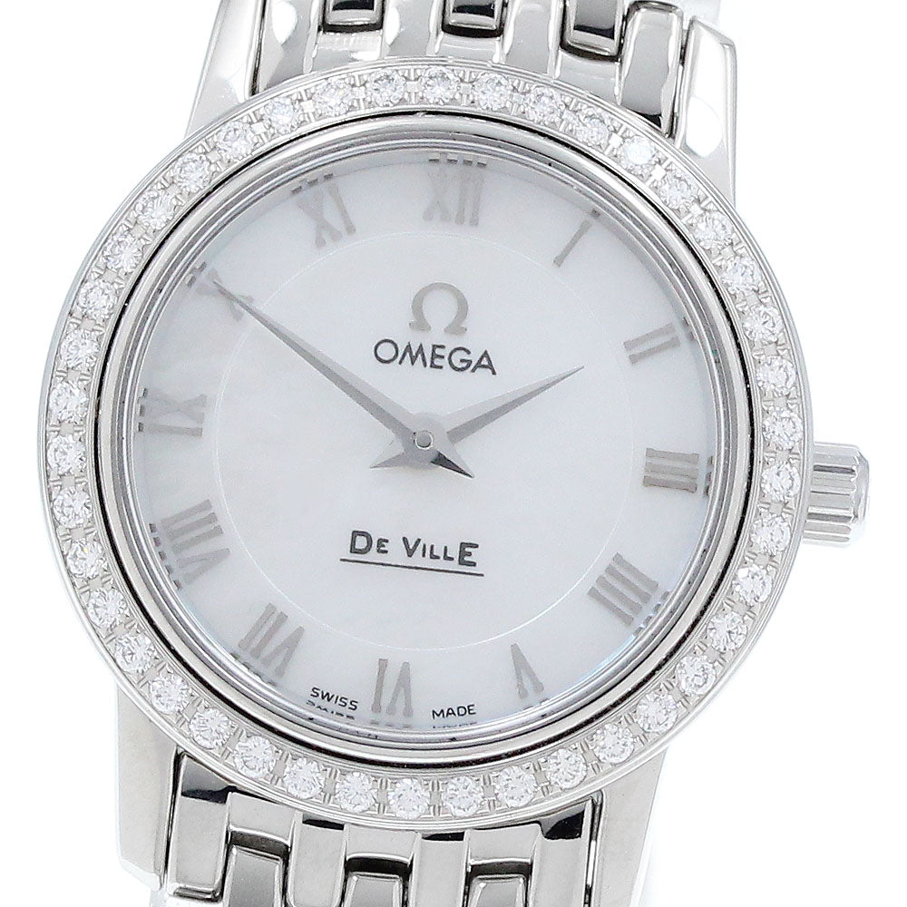 OMEGA De Ville Prestige 4575.71 Diamond Bezel White shell Dial Quartz Ladies Watch_920627