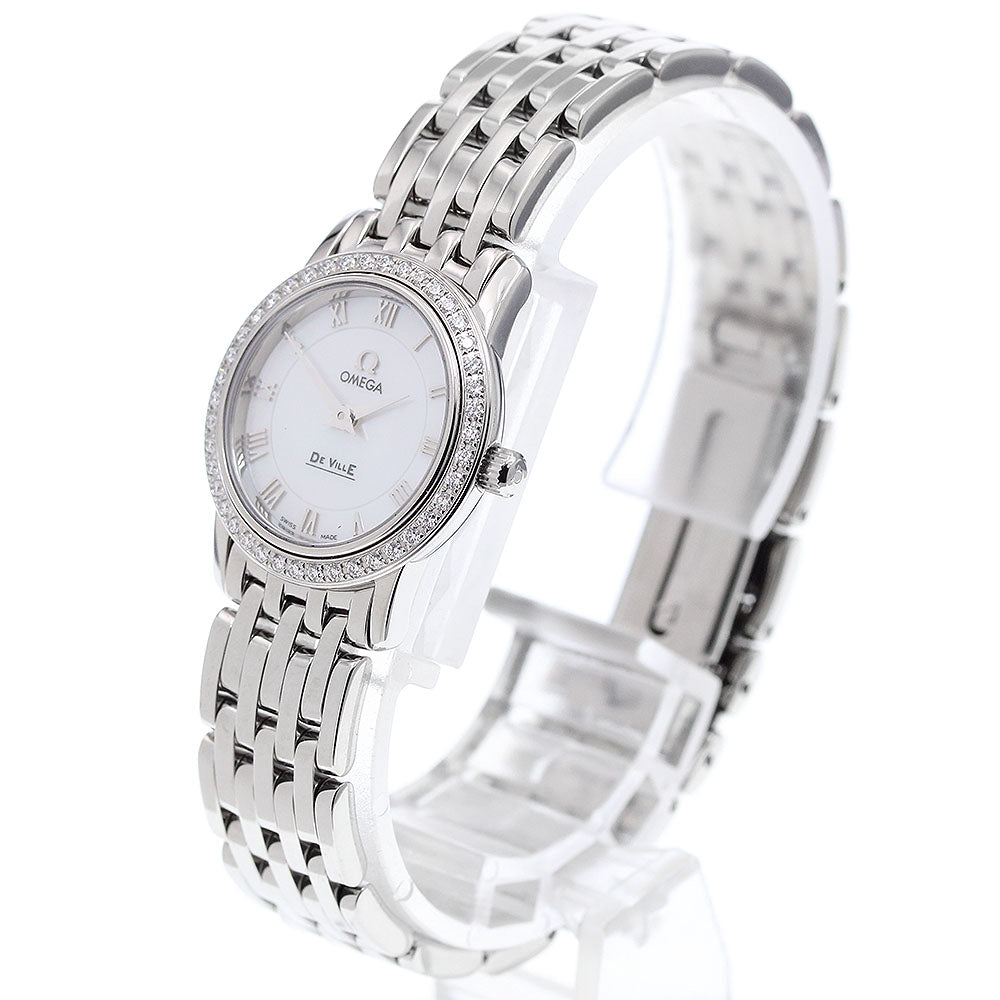 OMEGA De Ville Prestige 4575.71 Diamond Bezel White shell Dial Quartz Ladies Watch_920627