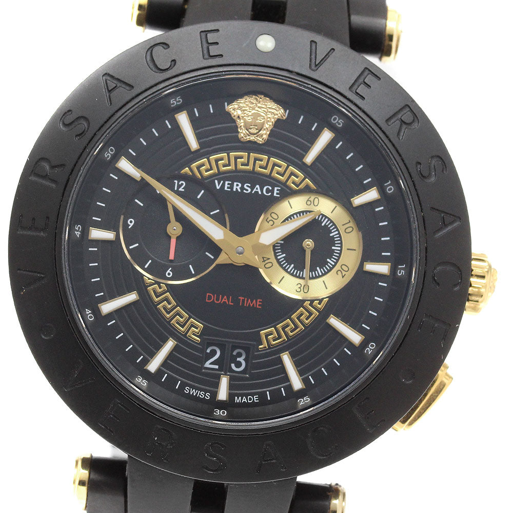 VERSACE V race VEBV00619 Dual time Black / gold Dial Quartz Men's Watch_920644